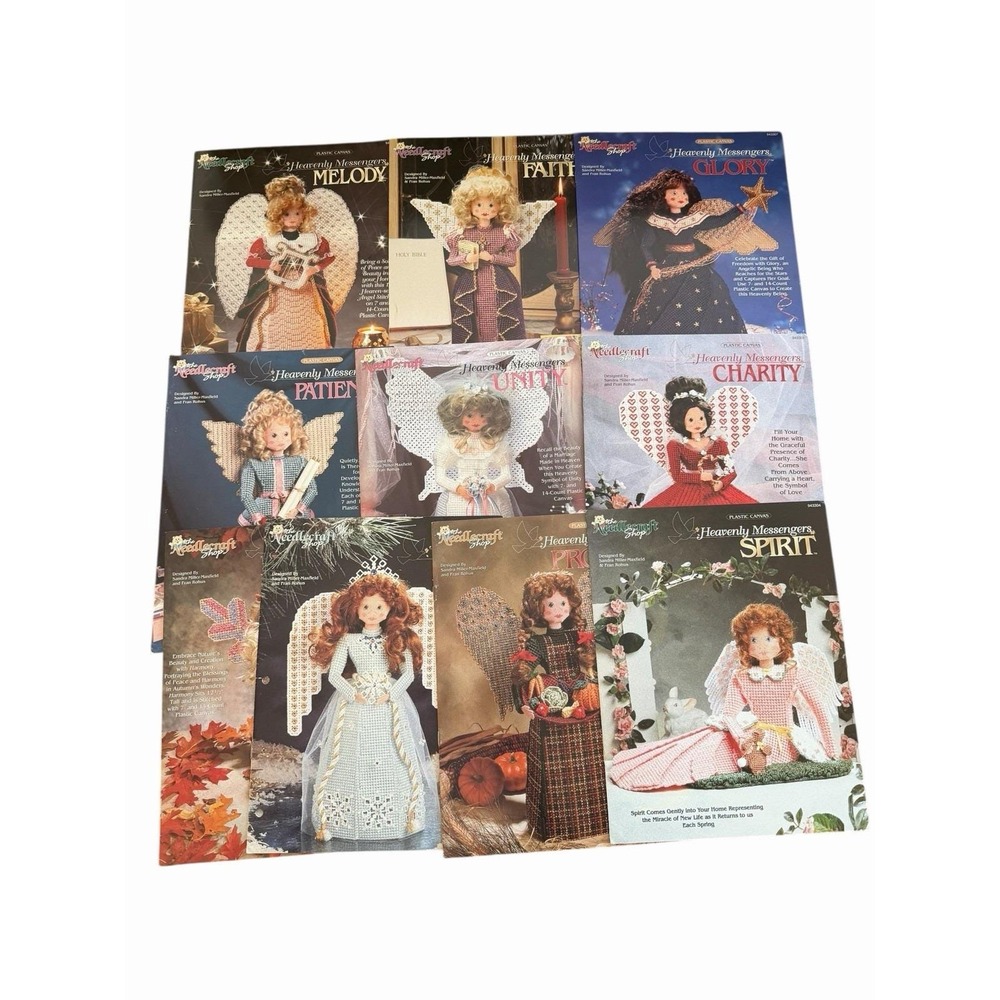 Plastic Canvas Heavenly Messengers Angels Lot Of 10 Needlecraft Shop